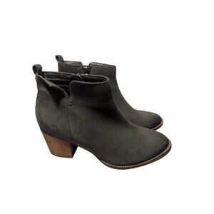 Blondo Waterproof Green Leather Ankle Booties Size 9 Block Heel EUC